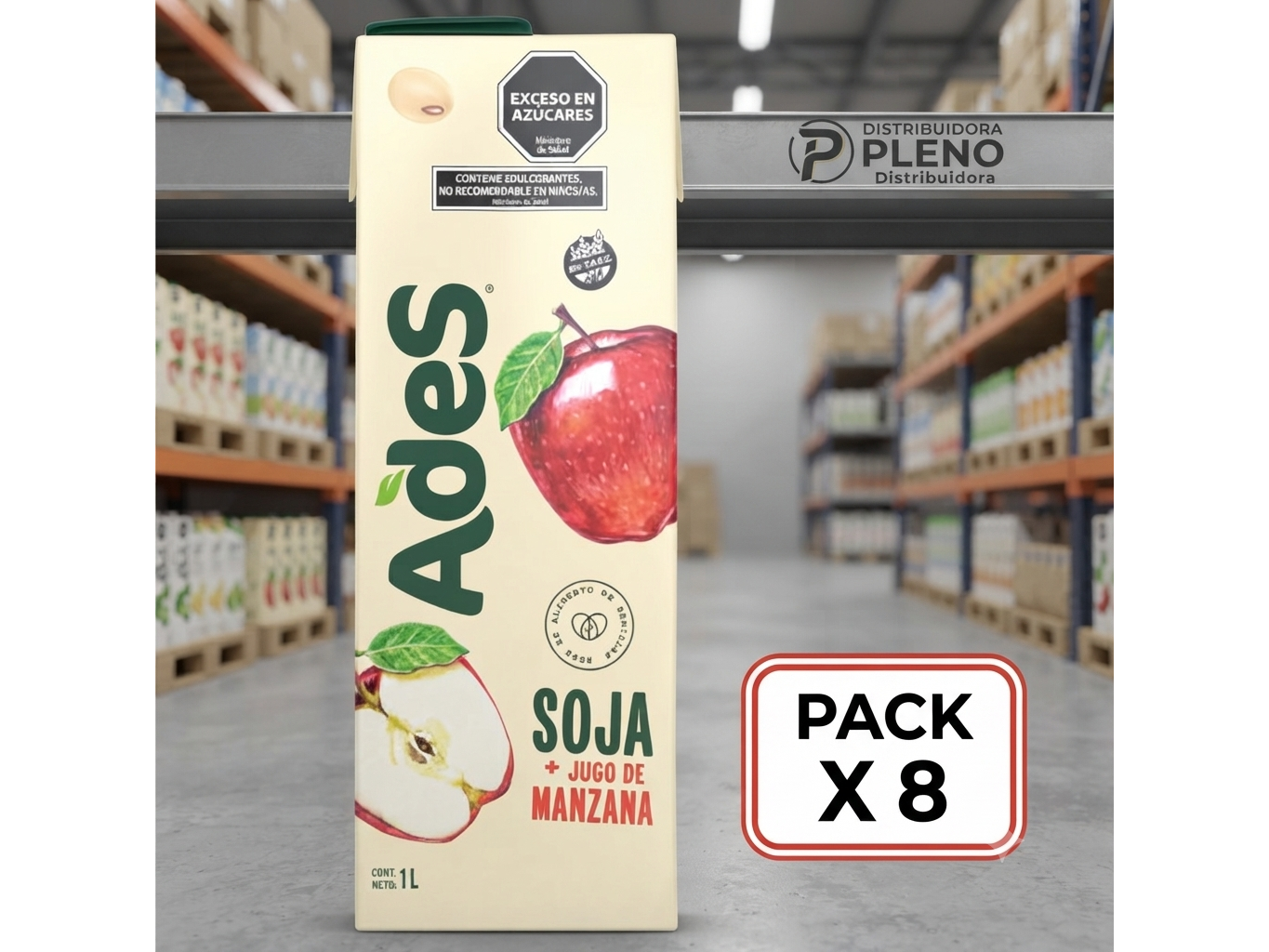 ADES MANZANA 1 LT PACK X 8