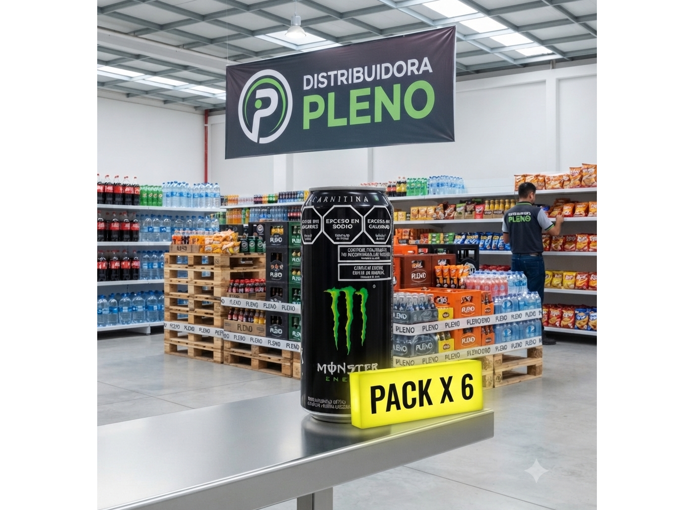 MONSTER ENERGY NEGRO X 473 ML PACK X 6