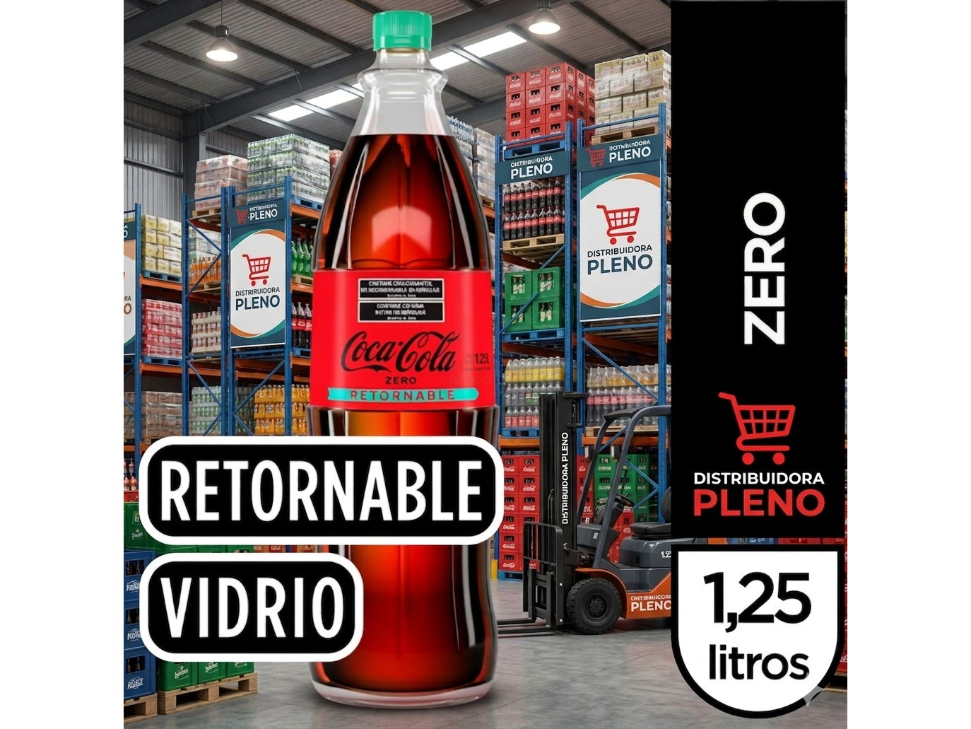 COCA ZERO RET 1.25 LT VIDRIO CAJO X 8 UNID