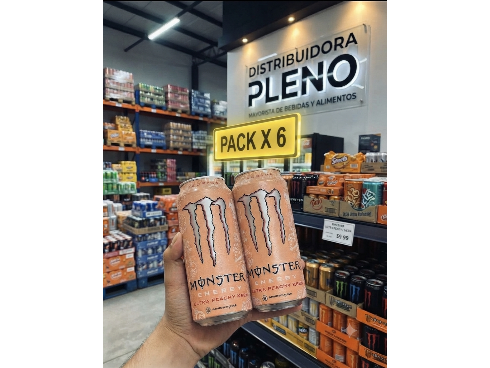 MONSTER DURAZNO 473 ML PACK X 6