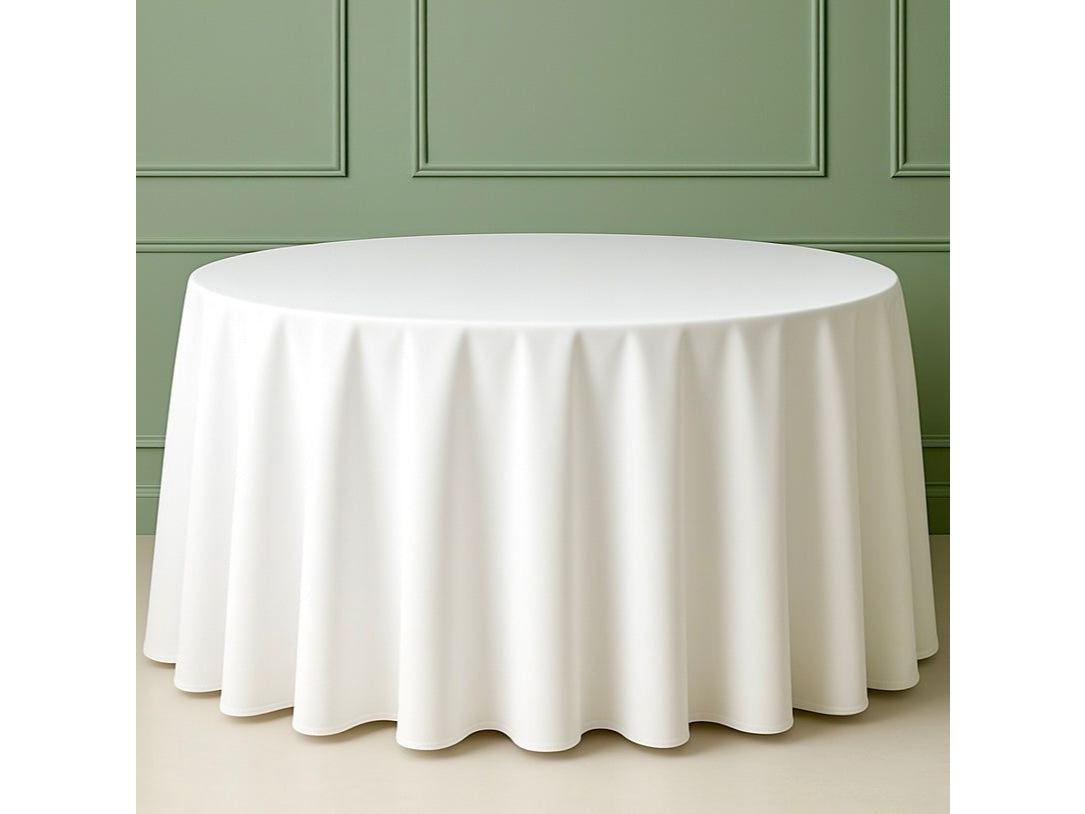 Mantel Redondo Algodon Blanco