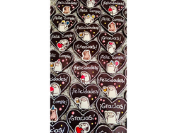 Tableta corazón con frase y dibujo