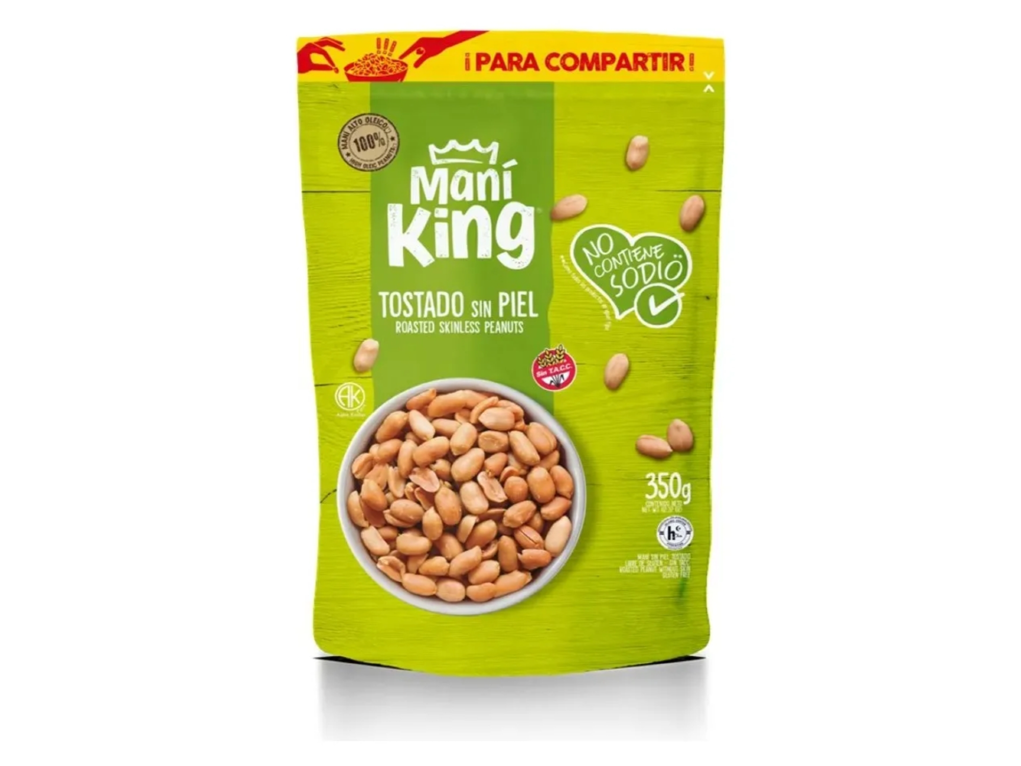 Maní King pelado sin sal Doy pack x 330gs