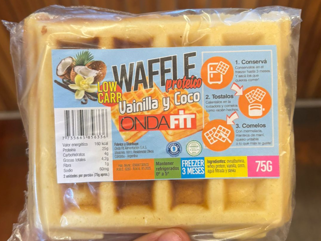 Waffle proteico Onda Fit  de coco y vanilla