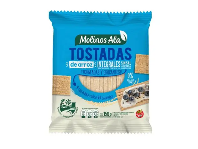 Tostadas de arroz integrales sin sal Molinos Ala