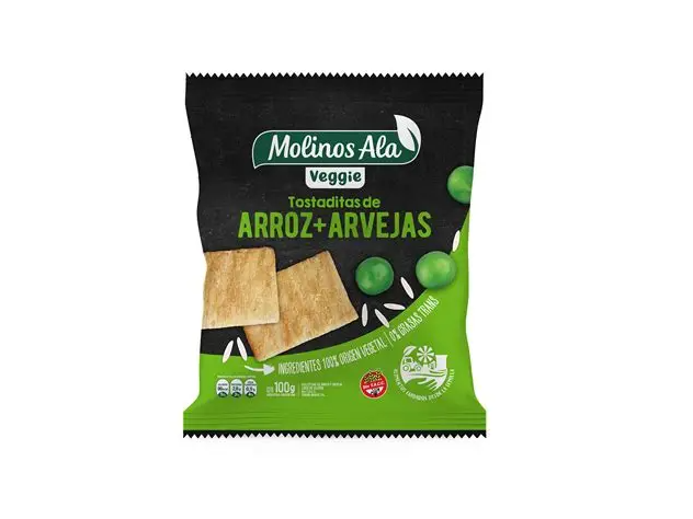 Tostaditas de arroz y arvejas Molinos Ala