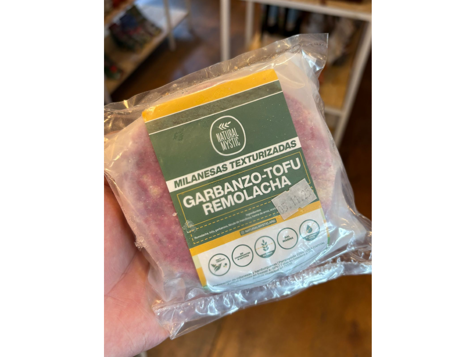 Milanesas de garbanzos, tofu y remolacha