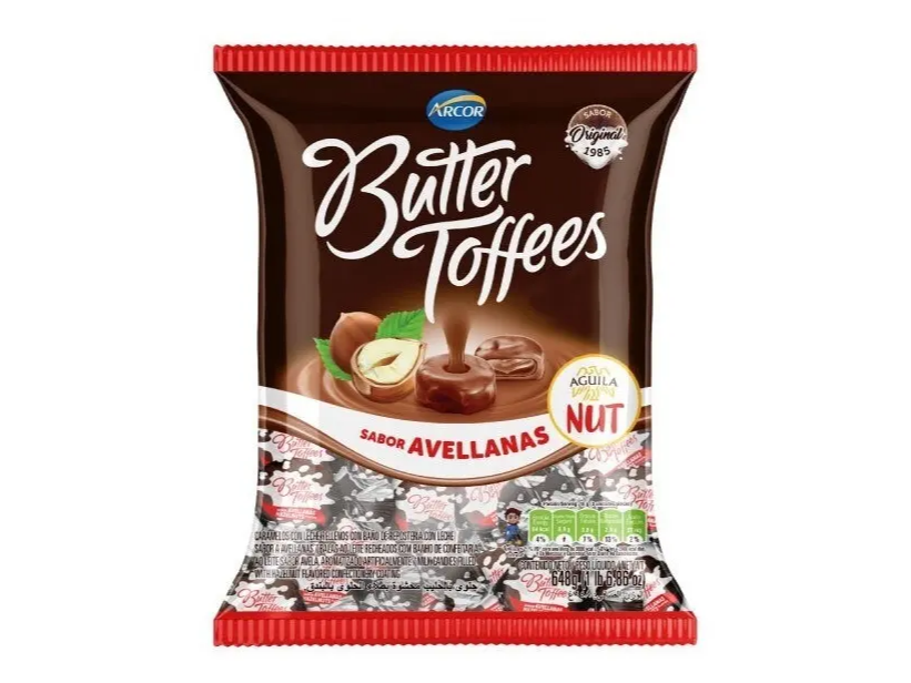 CARAMELO   BUTTER TOFFES AVELLANA 648 GRS