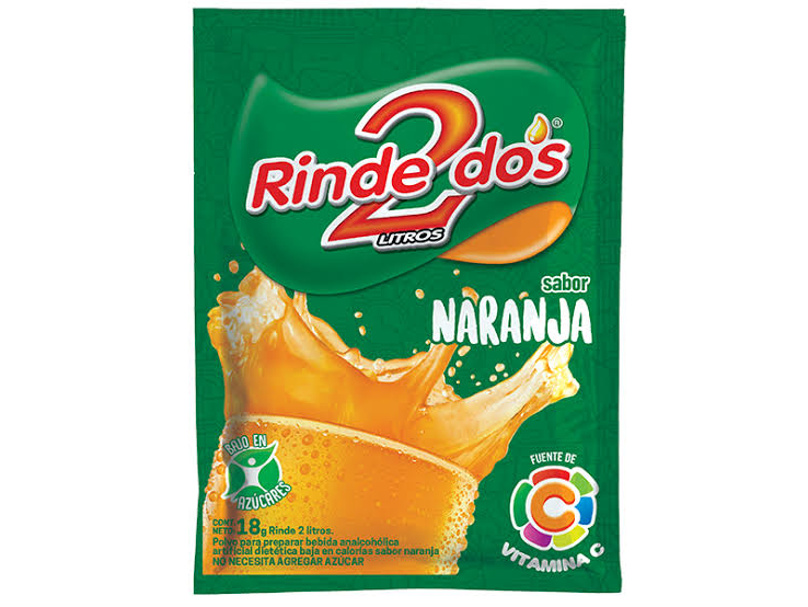 JUGO RINDE 2 NARANJA 15 GRS X 10 UNIDADES (CAJA)