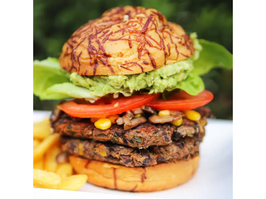 Veggie Burger Con Papas Fritas