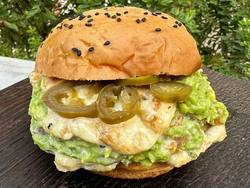 Chili Chicken Burger Con Papas Fritas