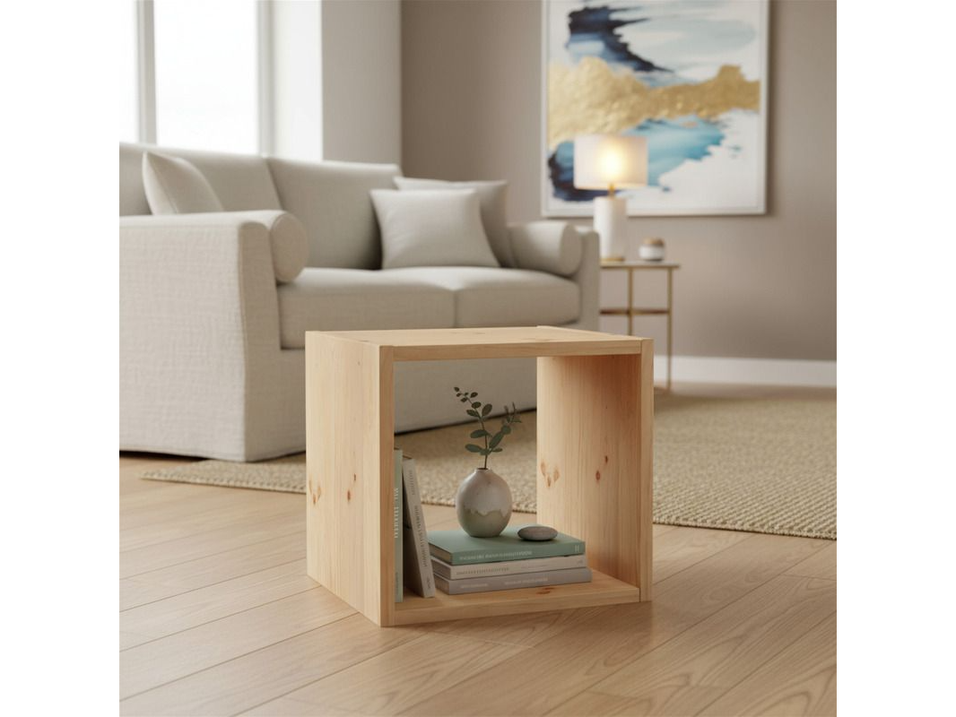 Cubo De Pino Estante Mesa De Luz Repisa Natural