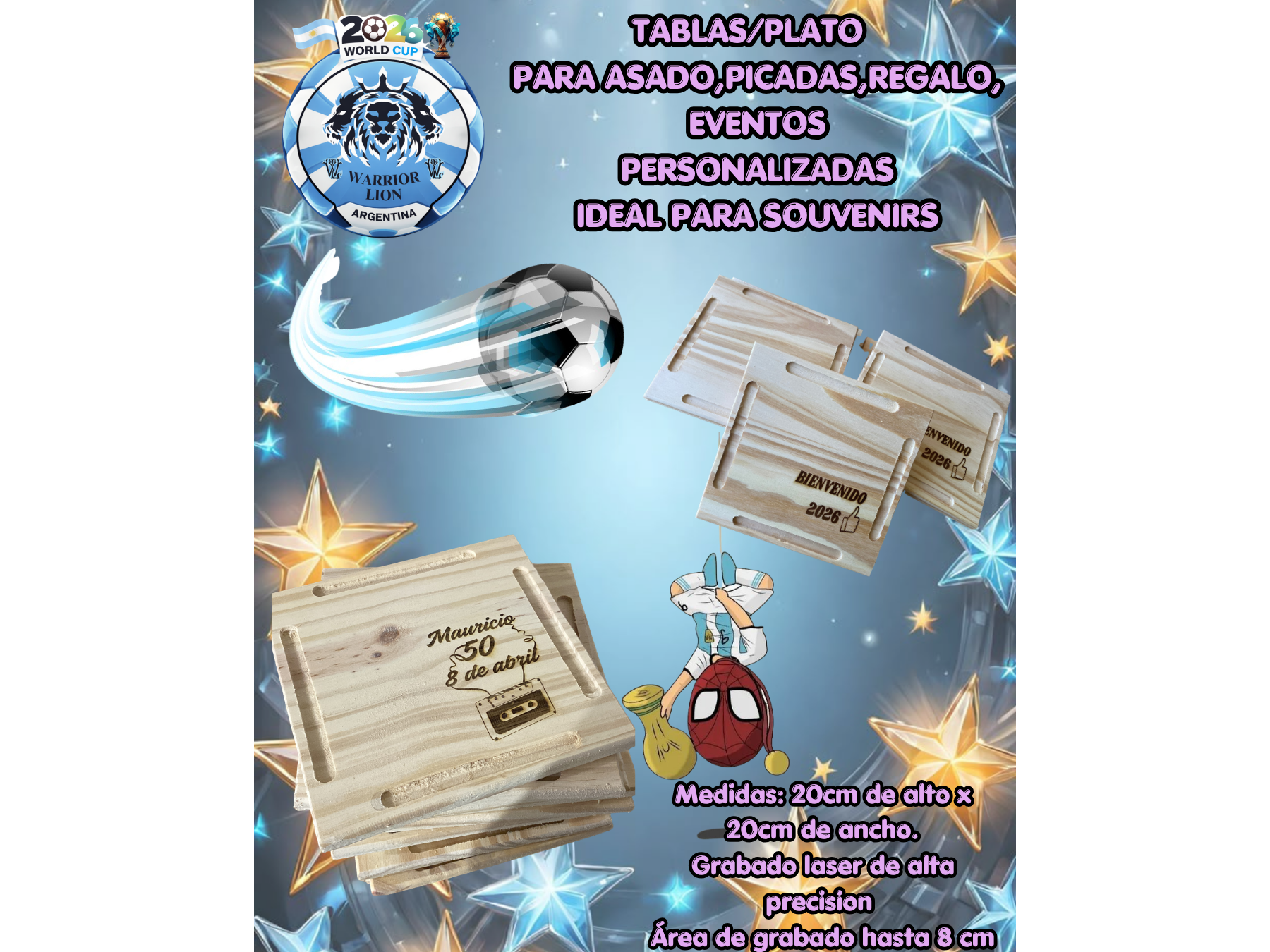 Tablas 20x20cm Personalizadas X10u