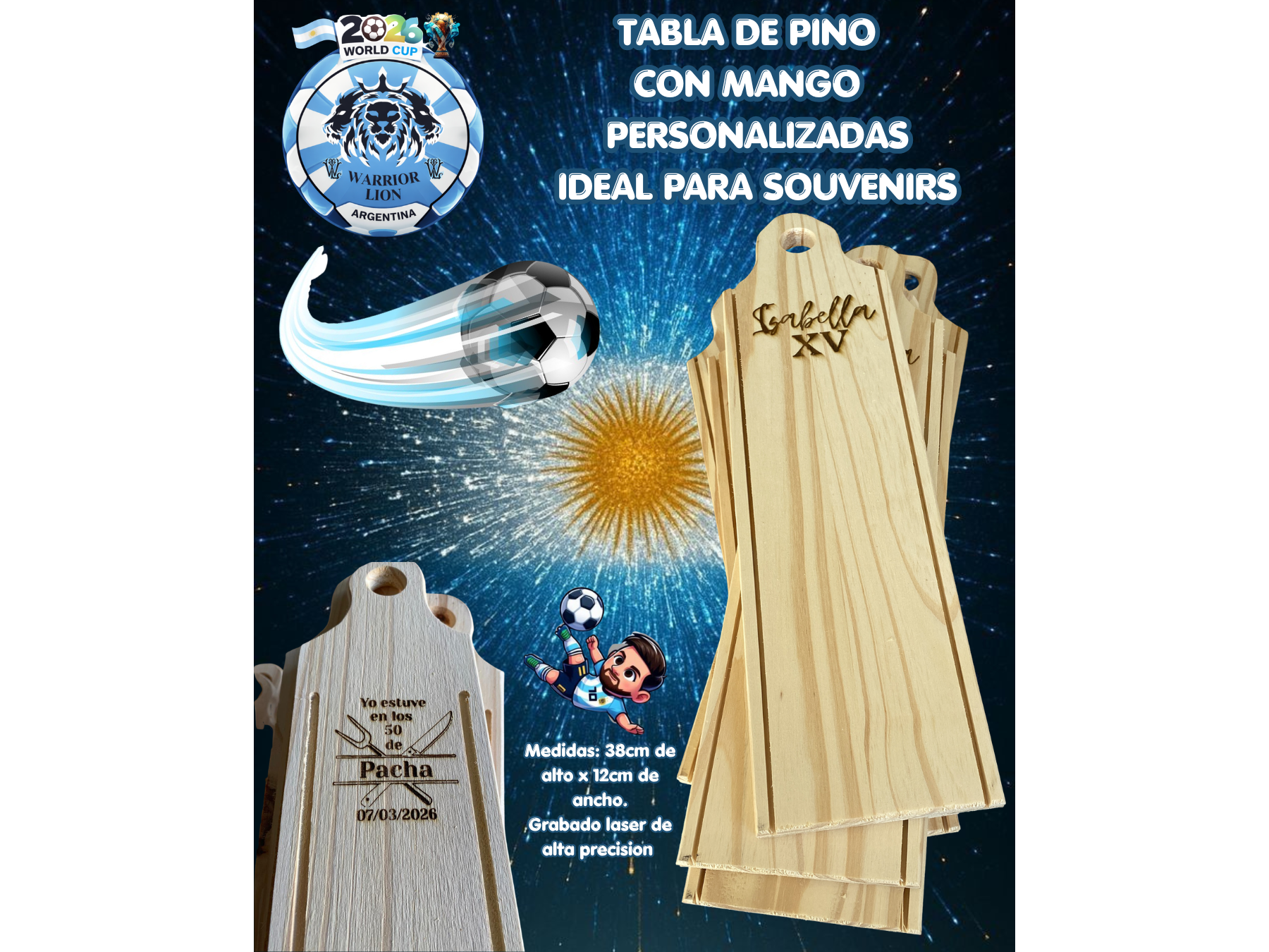 Tabla Con Mango Personalizada Combo 10 unidades