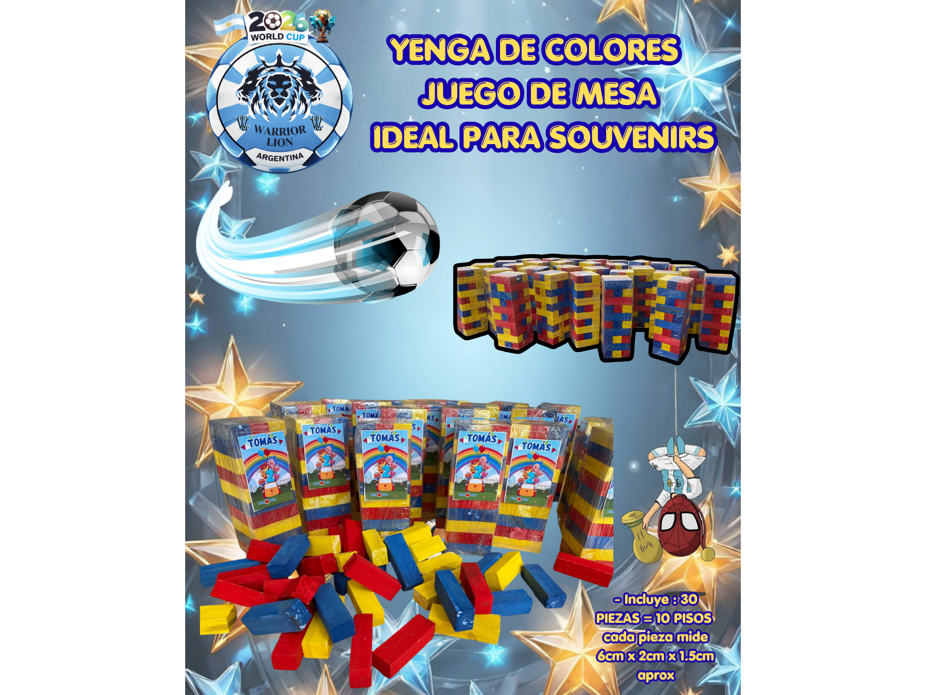 Yenga - Jenga Juego De Mesa De Colores Souvenirs Combo X 10u