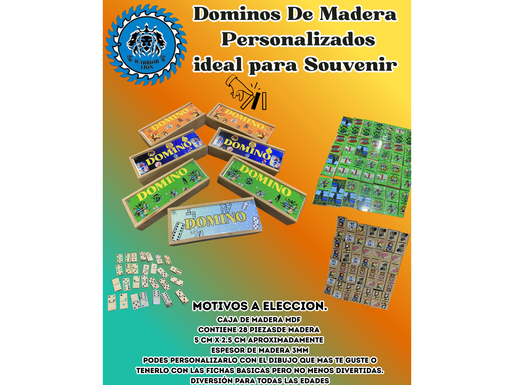 Combo x10unidades Domino De Madera Personalizado