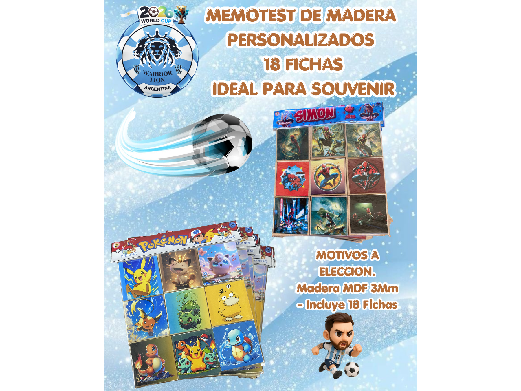 Memotest 18pz Personalizados En Madera Mdf X10u