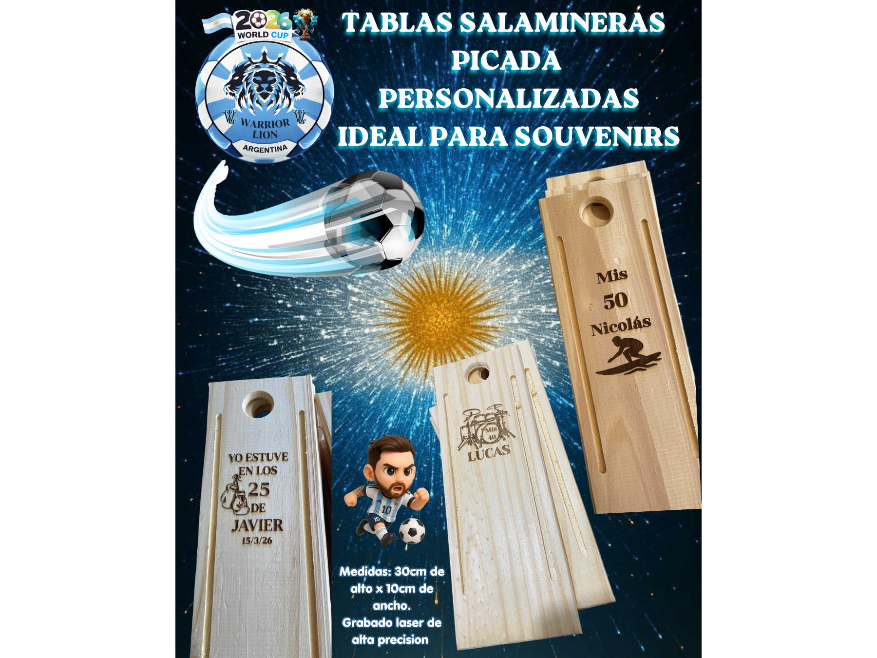 Tablas Salamineras Picada Personalizadas X10u