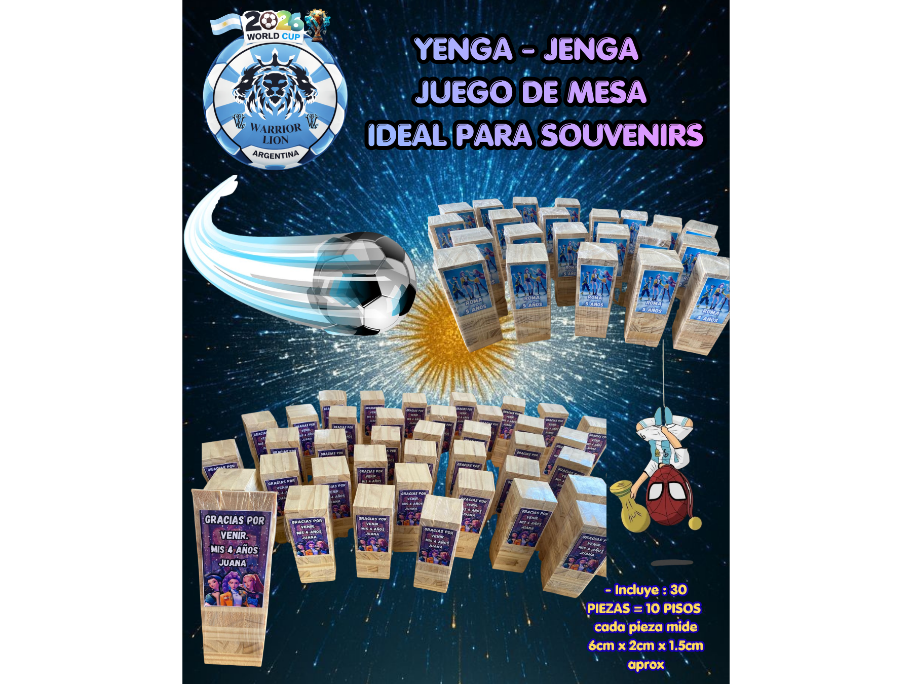 Jenga-Yenga Juego De Mesa personalizados Combo X 10u