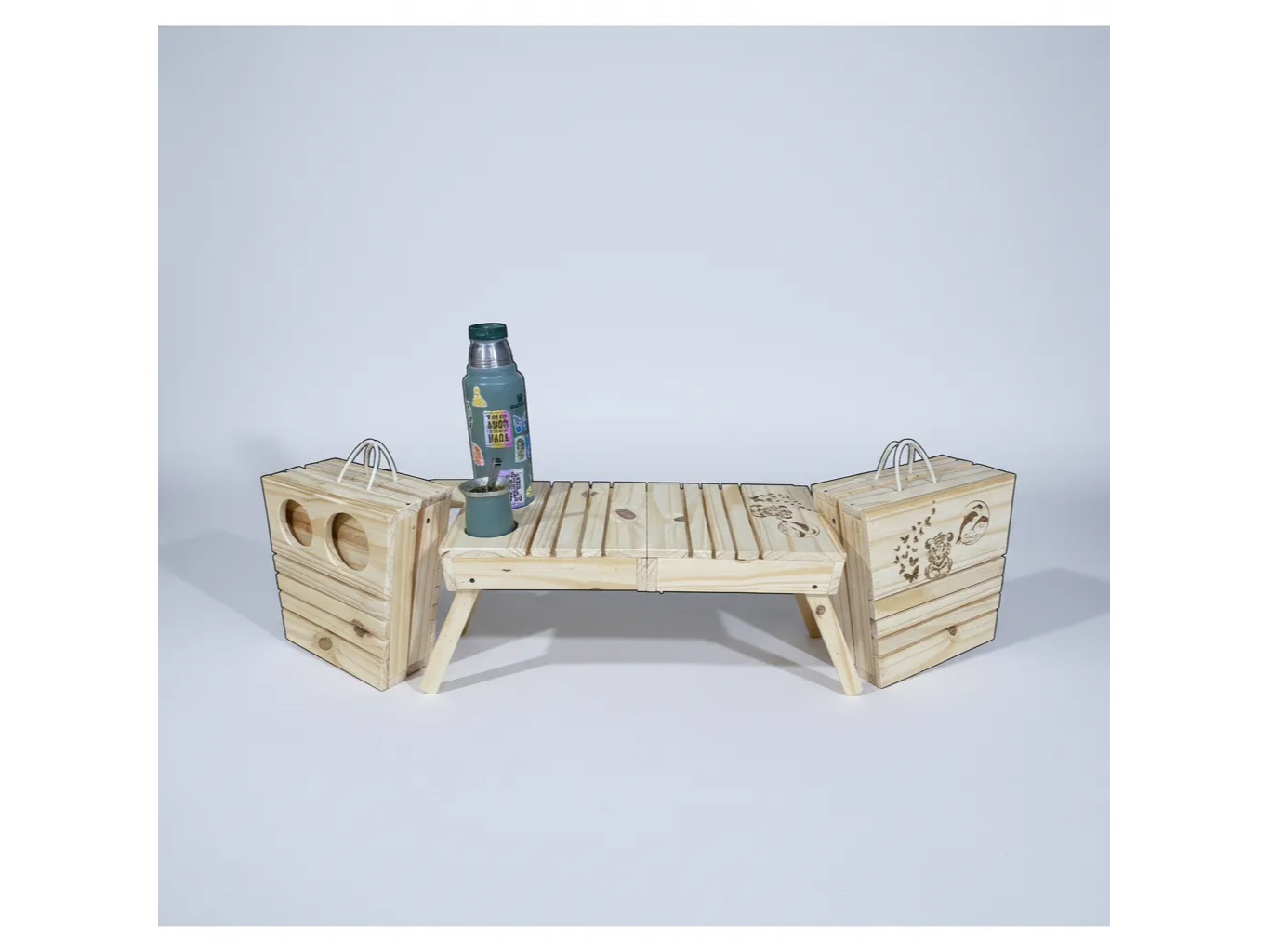 Mesita Cubo Matera Plegable Con Grabado Laser