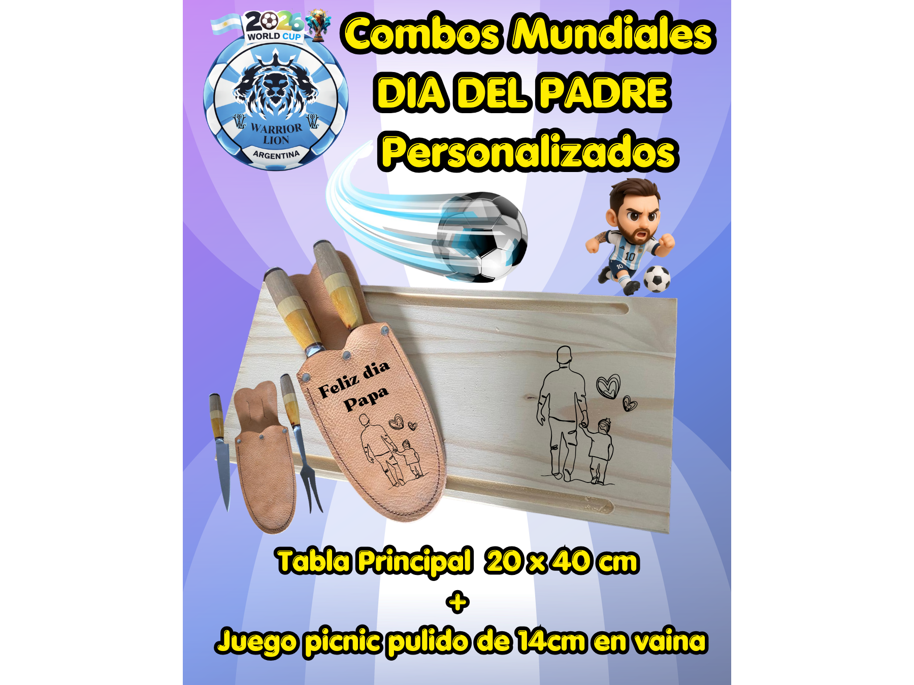 Tabla 20 x 40 cm + Juego picnic