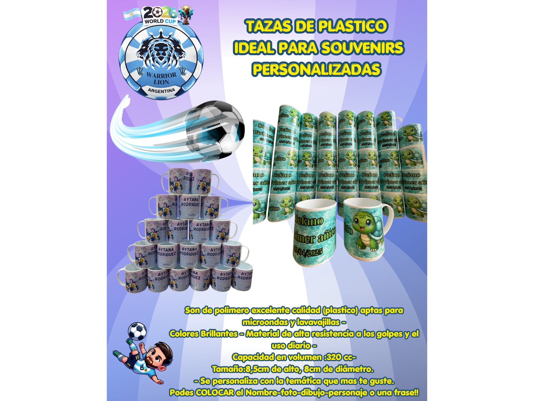 Tazas de Plastico Personalizadas Combo X10 unidades