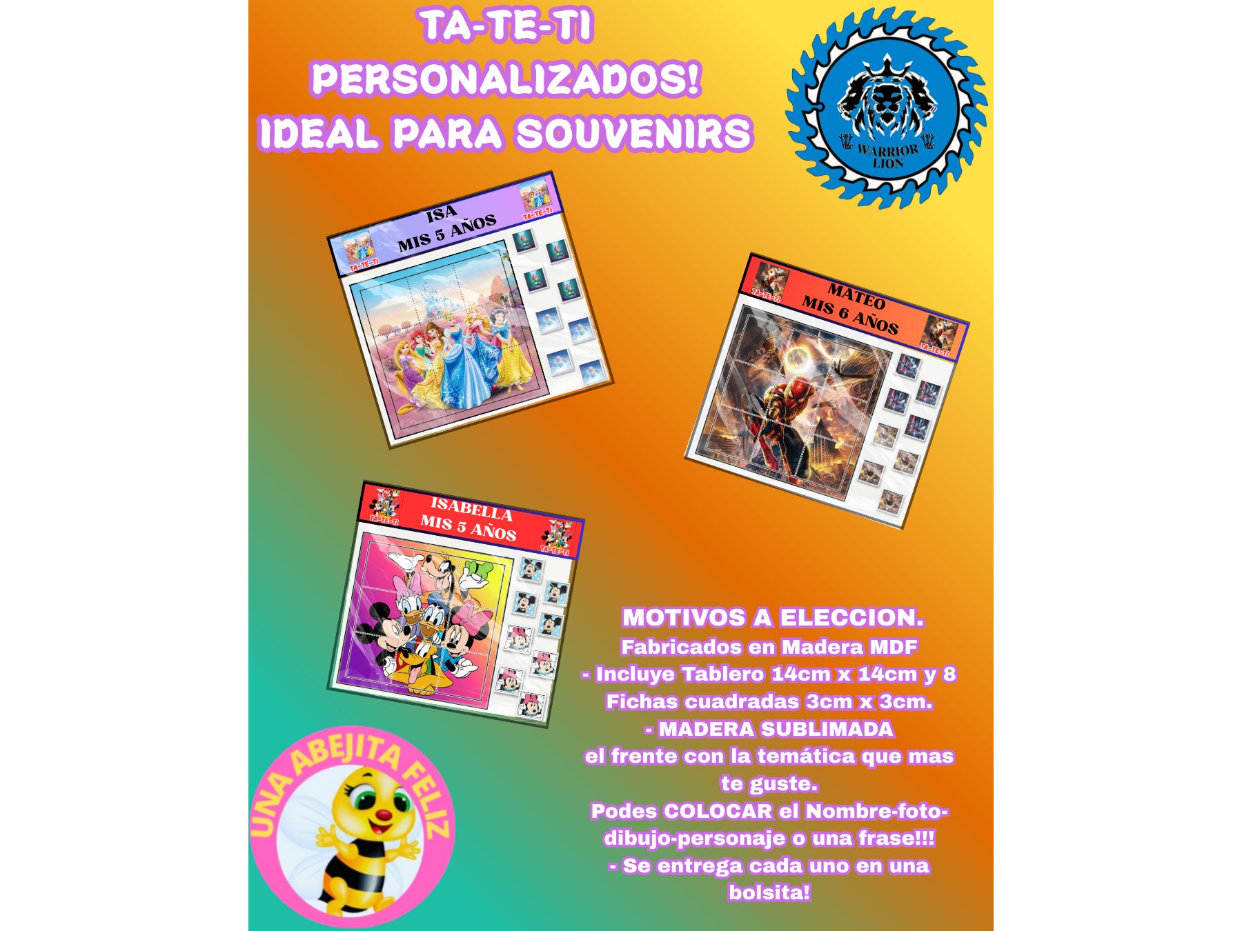 Ta-Te-Ti Personalizados de madera