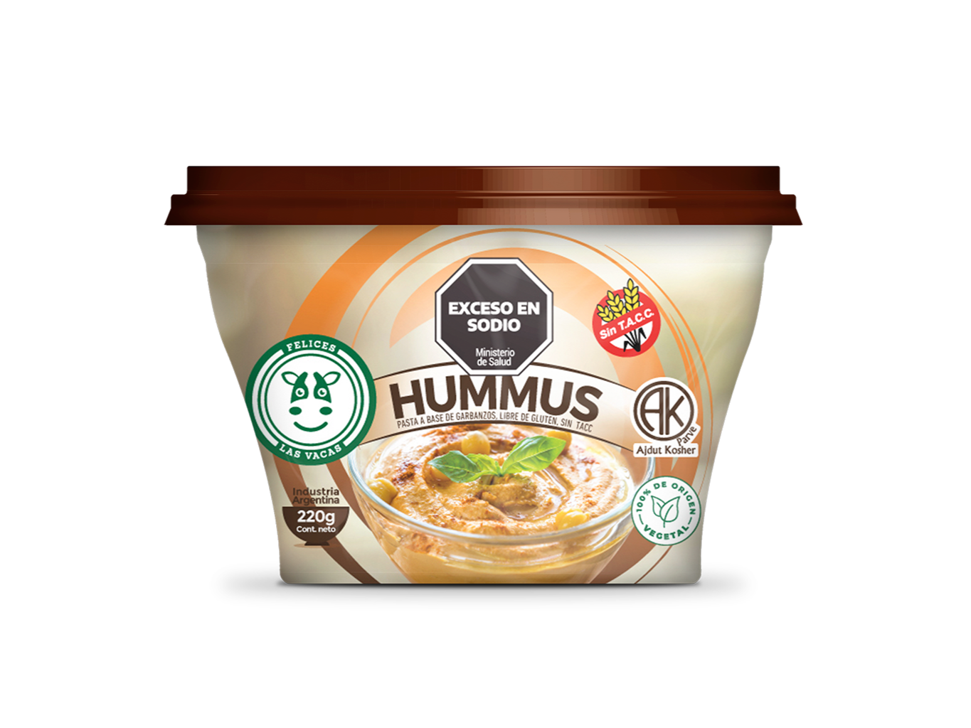 Hummus de Garbanzos Felices Las Vacas 220 Gr