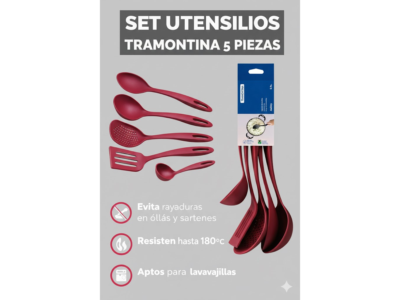 *SET UTENSILIOS TRAMONTINA * 5 piezas