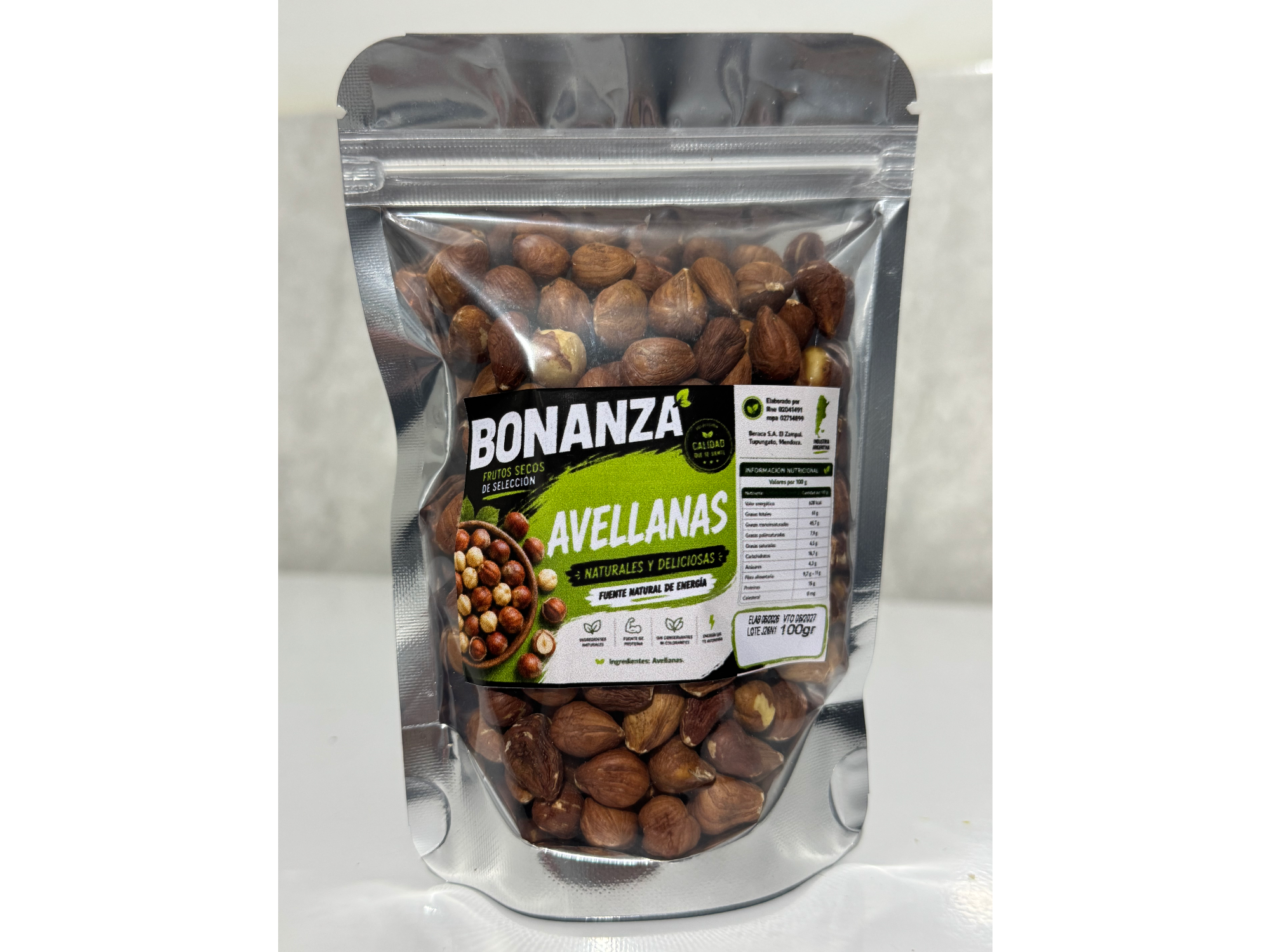 Avellanas por 100gr bolsa doy pack