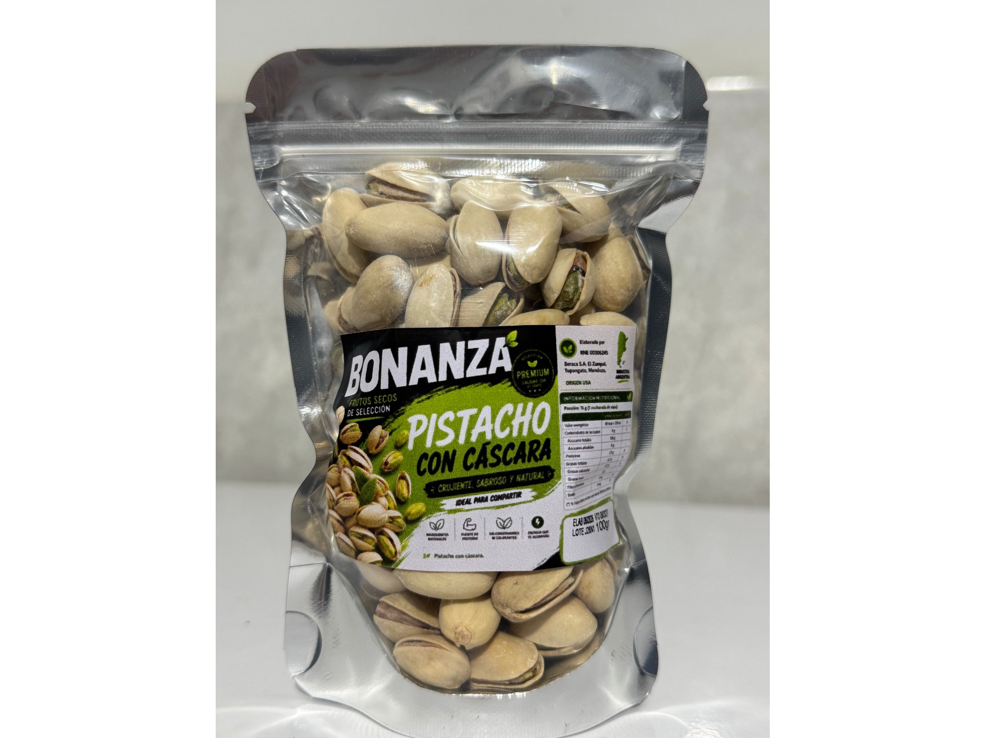 Pistachos con cáscara salados por 100gr bolsa doy pack