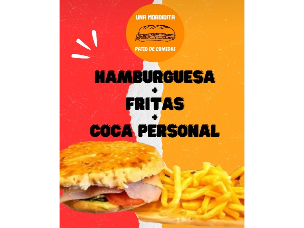 Hamburguesas más lluvia de frita más  bebida chicha