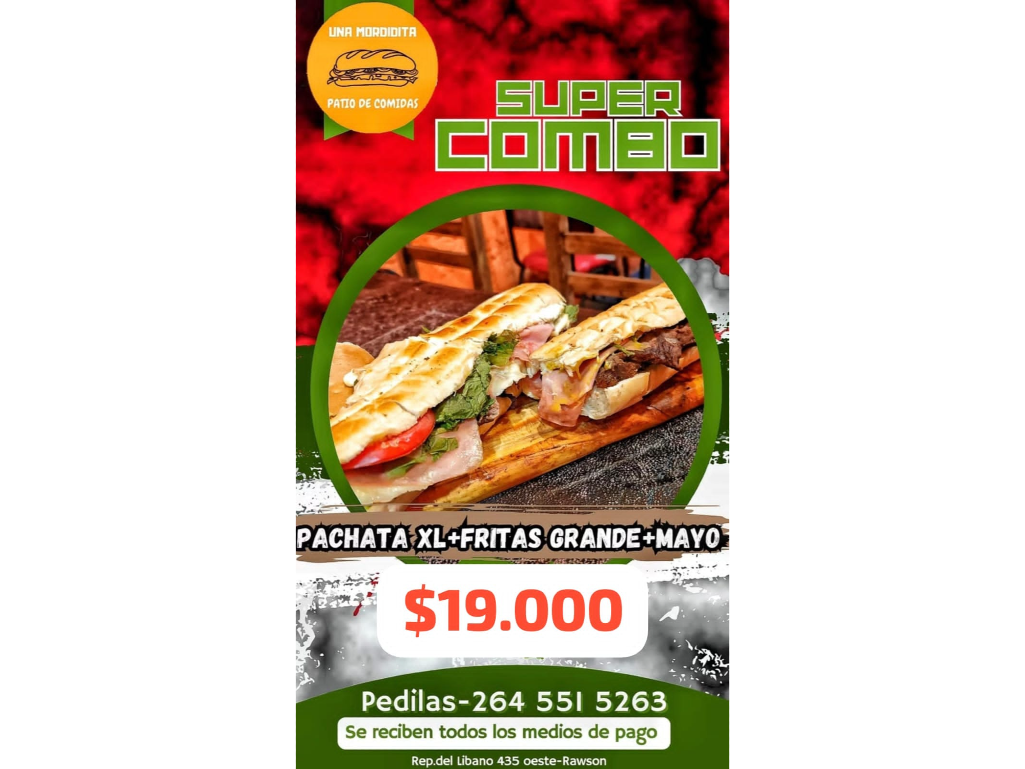 1 pachata xl más bandeja grande de fritas