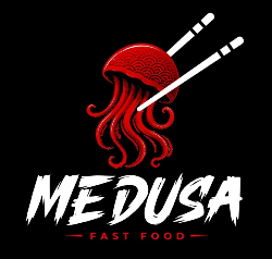 Logo MEDUSA FAST FOOD Calidad, sabor y rapidez Instagram: @medusafood.cl Talca, Chile. --------------------------------