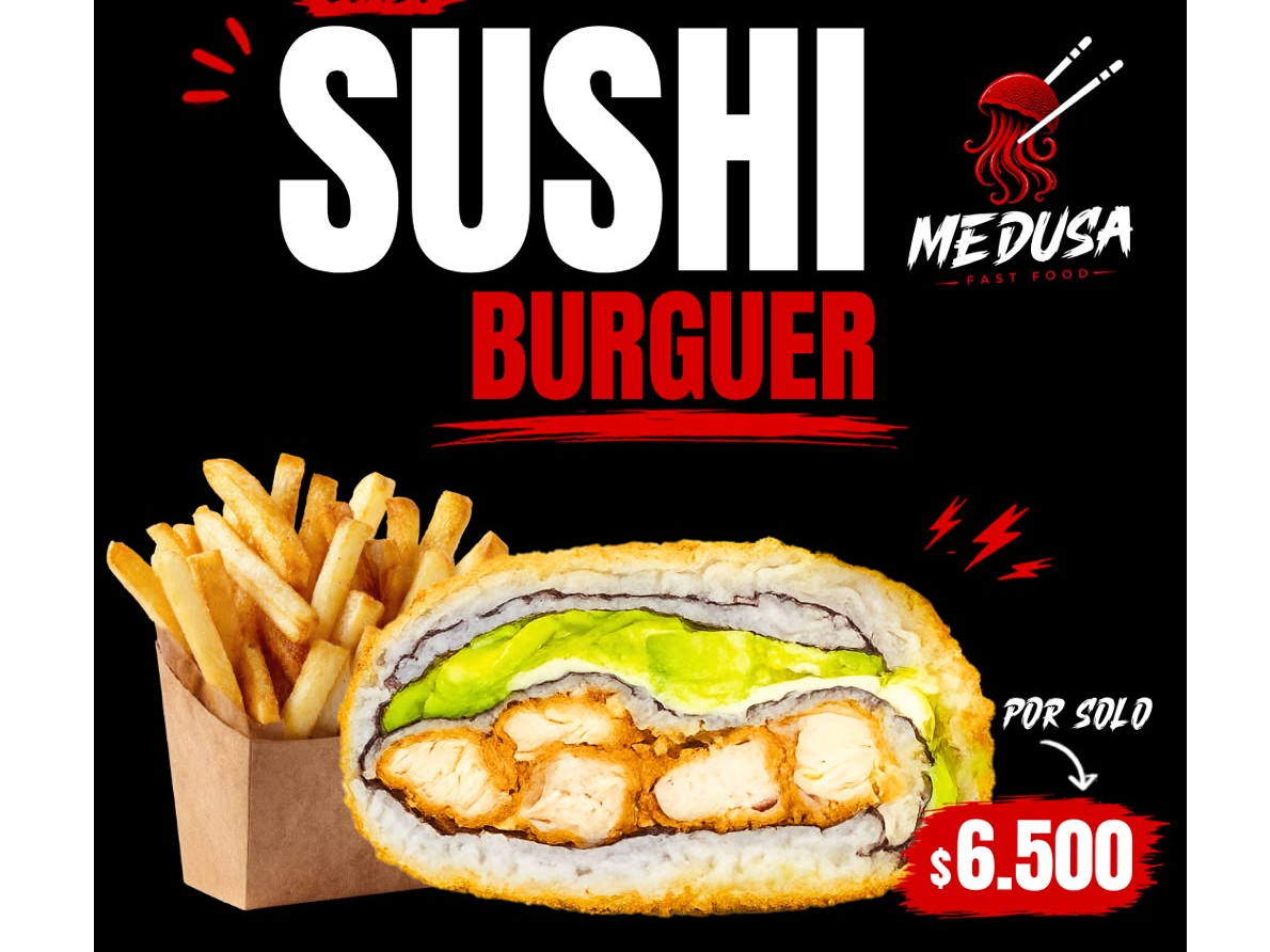 Sushi burguer +  Papas fritas