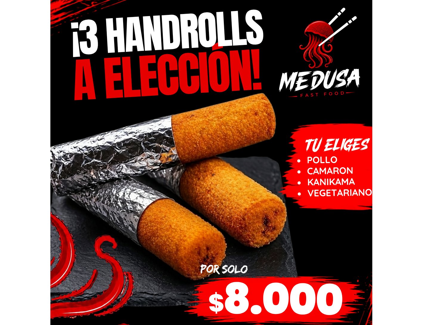 3 handrolls
