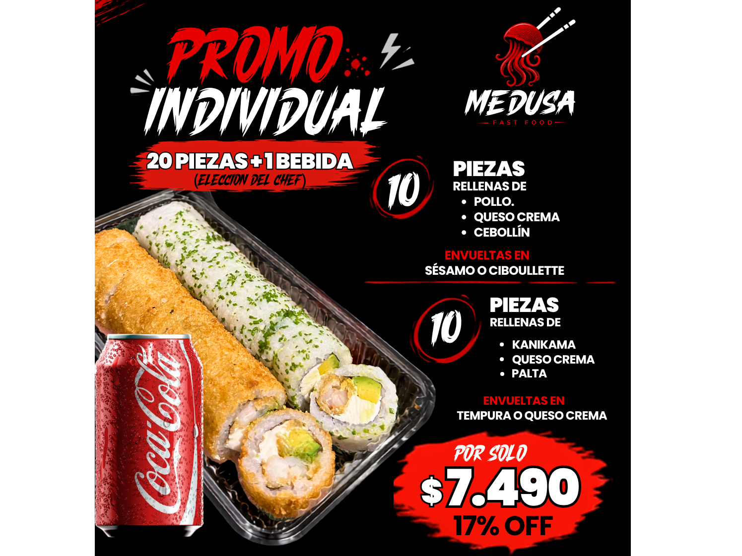 20 Piezas + 1 bebida (eleccion del chef)