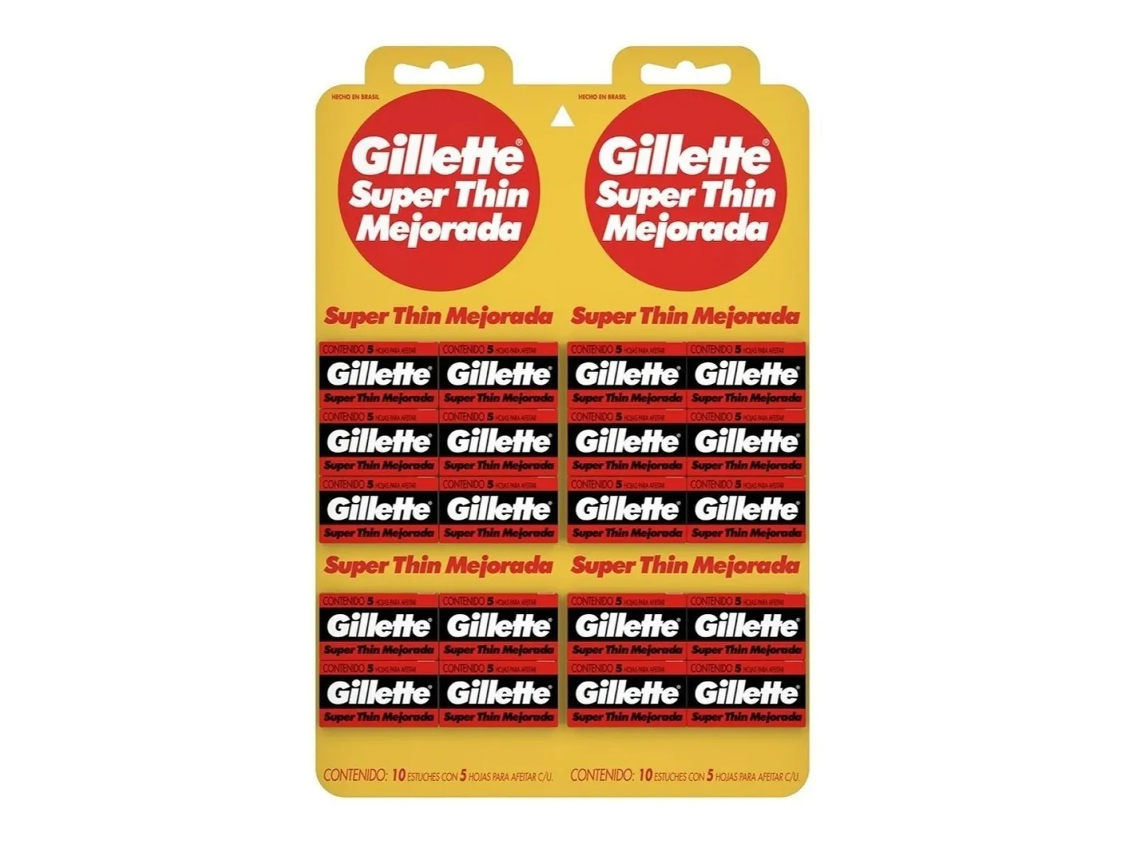 GILLETE HOJA ROJA (PLANCHA X 20 CAJITAS DE 5 HOJITAS)