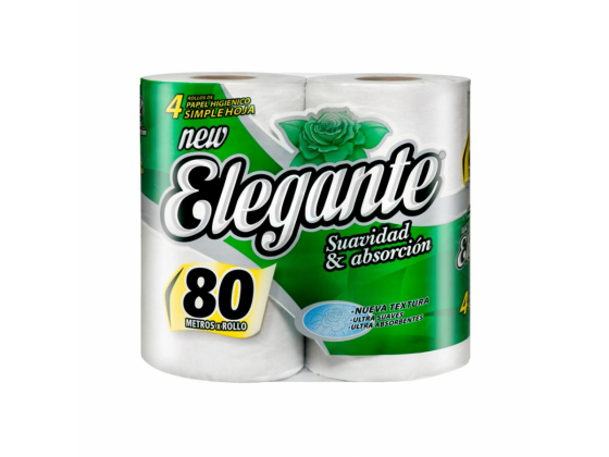 PAPEL HIGIENICO ELEGANTE  4 X 80 MTS (HOJA SIMPLE 4228