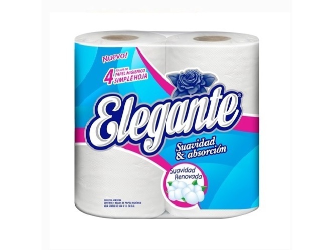 PAPEL HIGIENICO ELEGANTE 4 X 30 MTS HOJA SIMPLE 4143