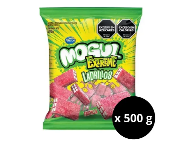 GOMITAS MOGUL LADRILLOS ACIDOS EXTREME X 500 GR (CAJA X 6 BOLSAS)