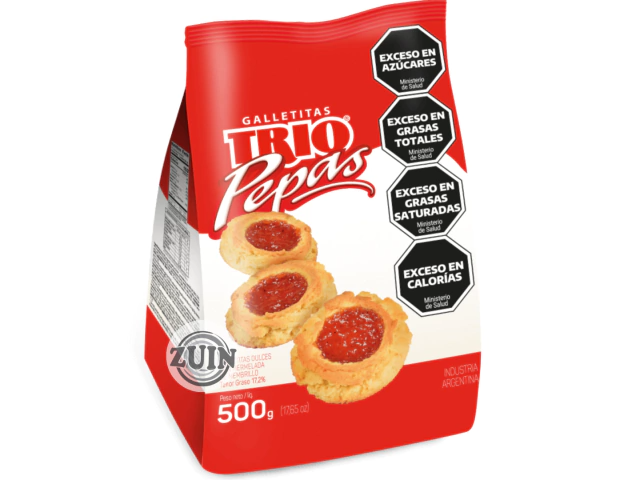 GALLETITAS PEPAS TRIO 500 GR PAQUETE ROJO (CAJA X 10 PAQUETES)