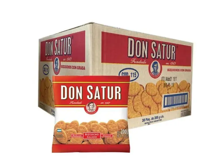 BIZCOCHO DON SATUR DE GRASA X 200 GR (30XB)
