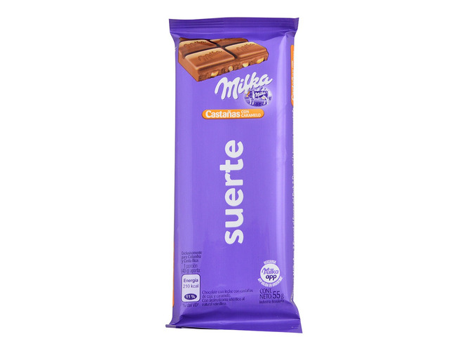 Milka Castañas con caramelo frases 55g