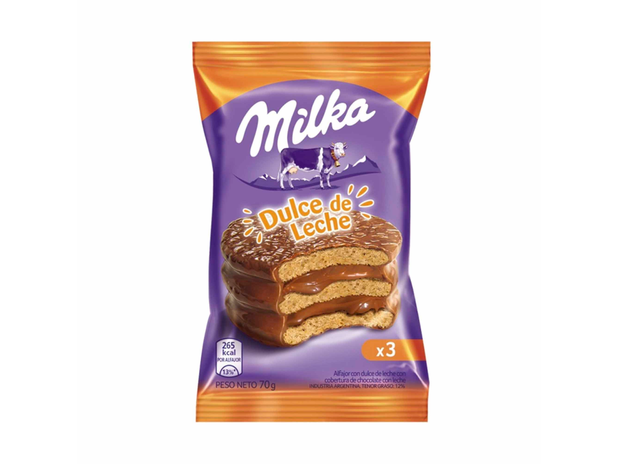 Alfajor Milka dulce de leche