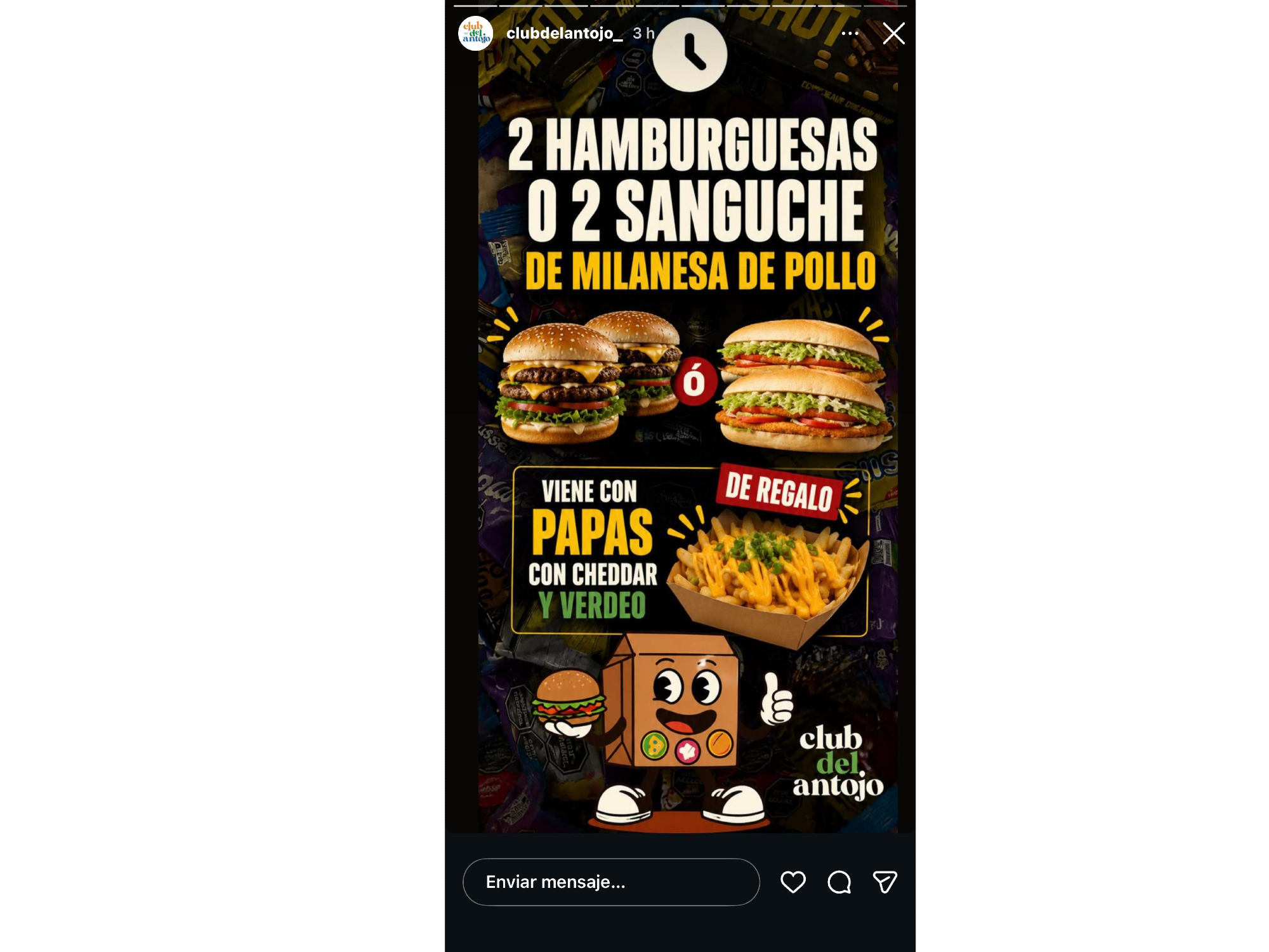 2 Sanguches de Milanesa de Carne + Papas con Cheddar y Verdeo