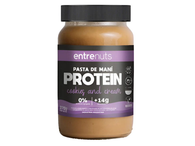 Pasta de Maní proteica "Cookies & Cream" ENTRENUTS x370grs