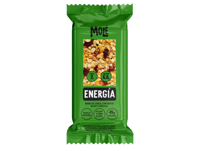 Barra de Cereal Energía MOLÉ - Frutos Rojos e Hibiscus 45gr