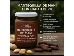 mantequilla de mani con cacao puro 500 grs