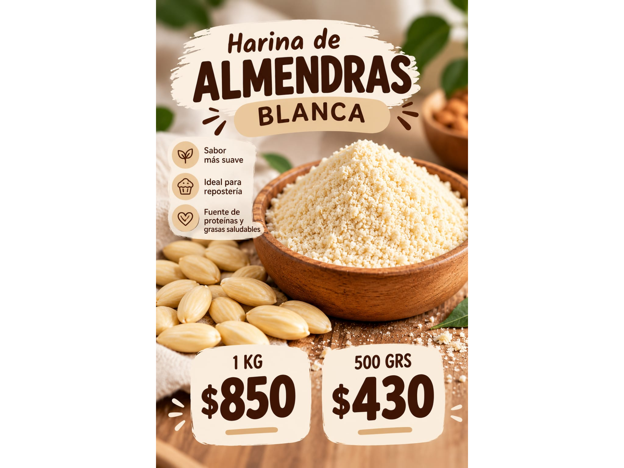 Harina almendras blanca
